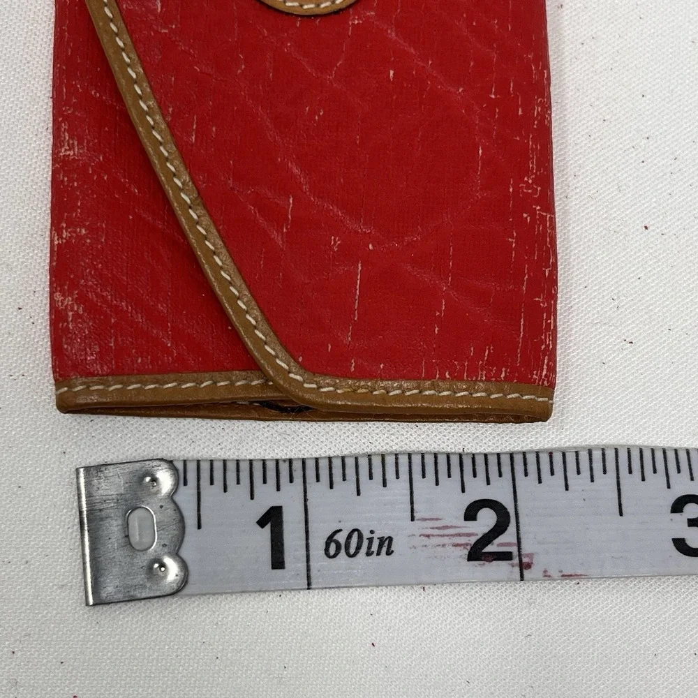 Fendi Red Brown Leather Envelope 6 Key Chain for Women, Logo Accent, 4x2.5in
